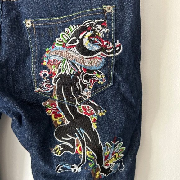 Christian Audigier Other - Y2K Ed Hardy by Christian Audigier Mens Size 31x34 Japan Tiger Embroidered Jeans